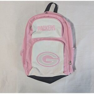 NFL Green Bay Packers Pink & White Embroidered School Travel Backpack Bag